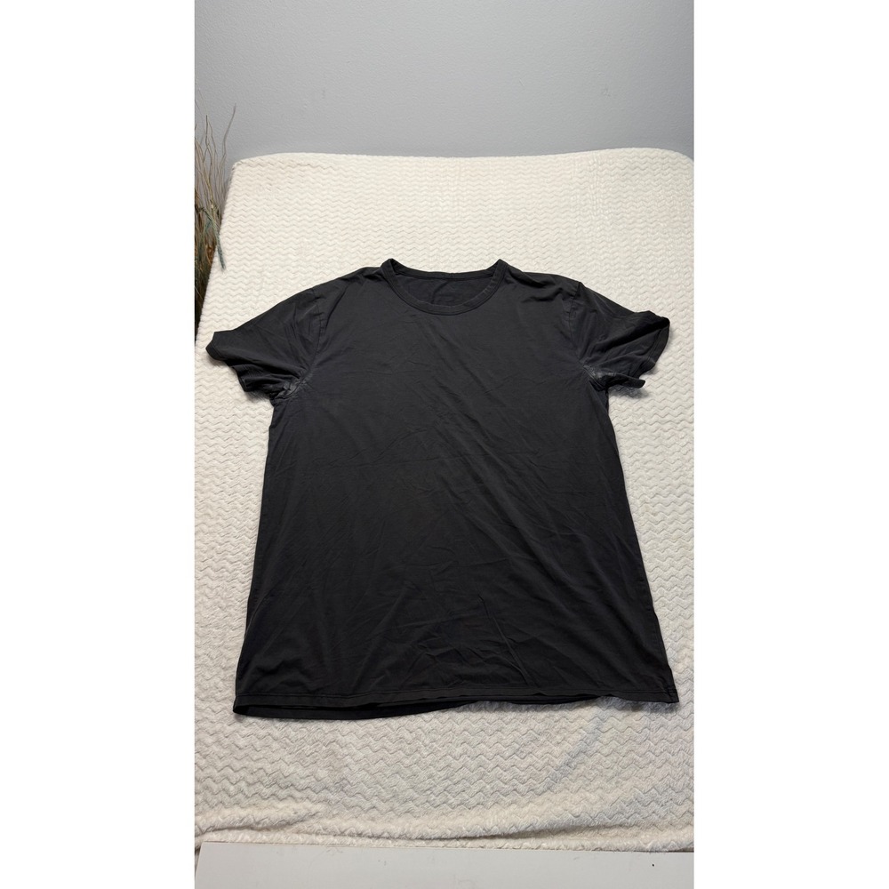 Lululemon Mens Short Sleeve Crew Neck Activewear T-Shirt Black Grey 4680